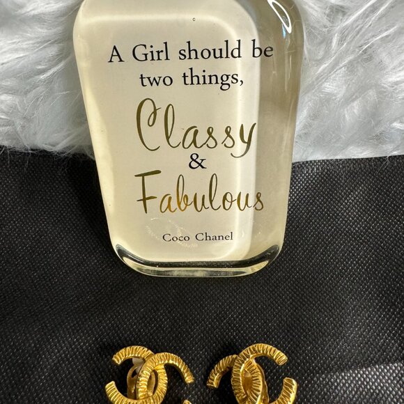 CHANEL Jewelry - Chanel Vintage 24k Gold Plated Chanel CC‎ Clip On Earrings with COA 3rd party